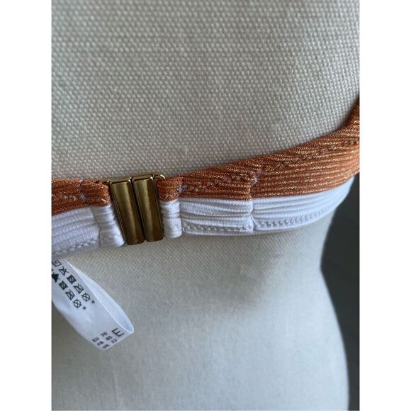 NWT Marie Jo Fernanda Bikini Top U.K 32E Heart Shape Padded Orange/ White - Picture 10 of 12